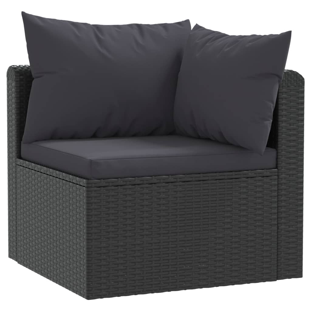 3 Piece Garden Sofa Set with Cushions Poly Rattan Black - 72×72×63cm