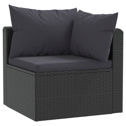 3 Piece Garden Sofa Set with Cushions Poly Rattan Black - 72×72×63cm