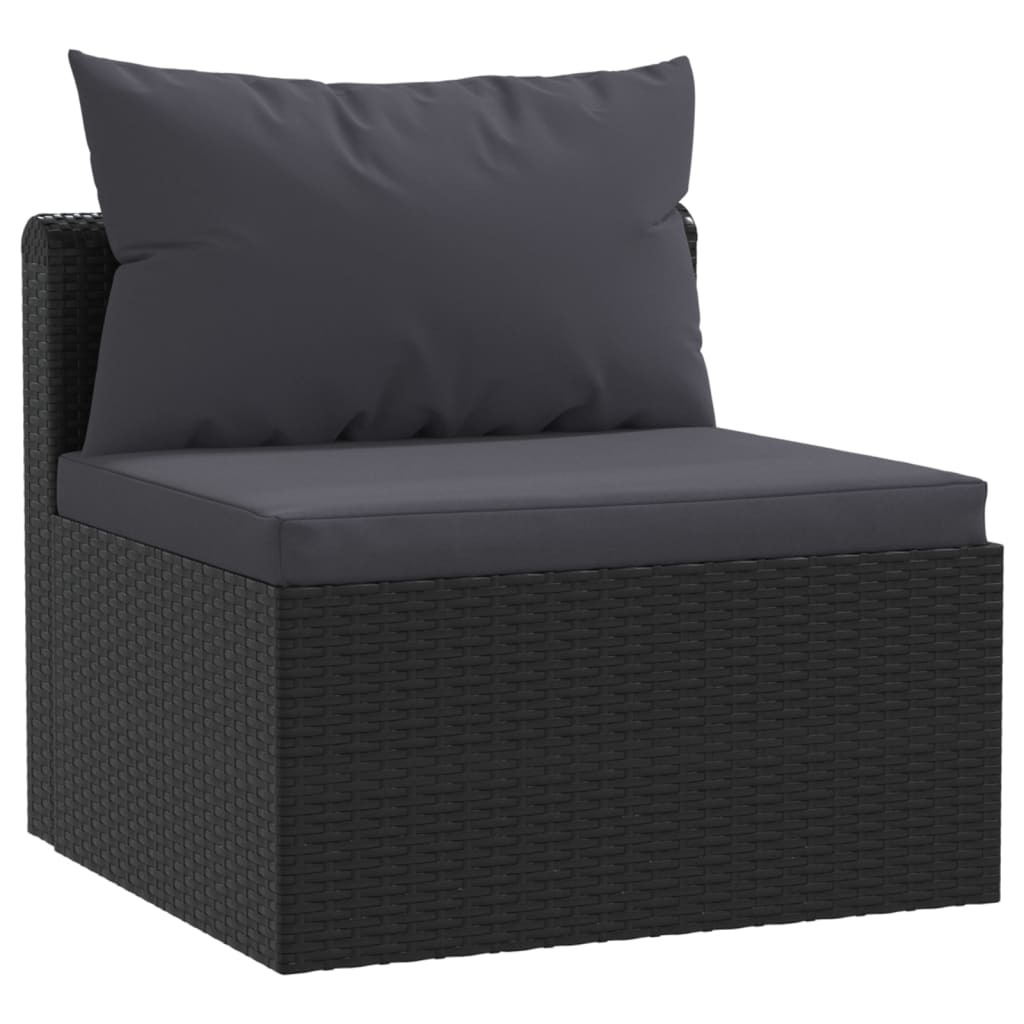 3 Piece Garden Sofa Set with Cushions Poly Rattan Black - 72×72×63cm