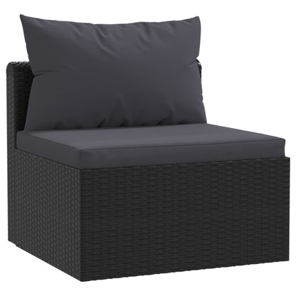 3 Piece Garden Sofa Set with Cushions Poly Rattan Black - 72×72×63cm