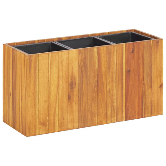 Garden Planter with 3 Pots Solid Acacia Wood - 66,5×25×35cm