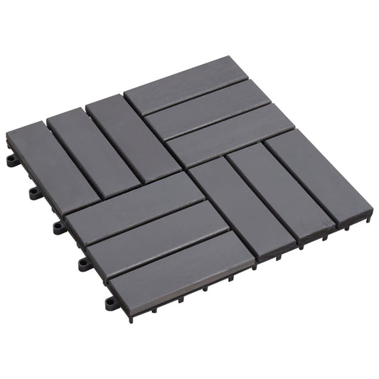 Decking Tiles 10 pcs Grey Wash Solid Acacia Wood - 30×30cm