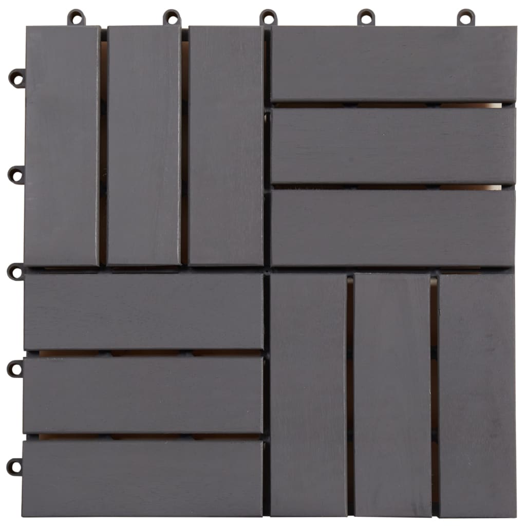 Decking Tiles 10 pcs Grey Wash Solid Acacia Wood - 30×30cm