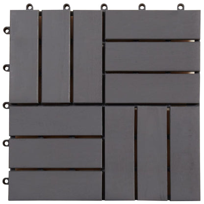 Decking Tiles 10 pcs Grey Wash Solid Acacia Wood - 30×30cm