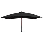 Hanging Parasol with Wooden Pole 400x300 cm Black