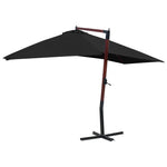 Hanging Parasol with Wooden Pole 400x300 cm Black