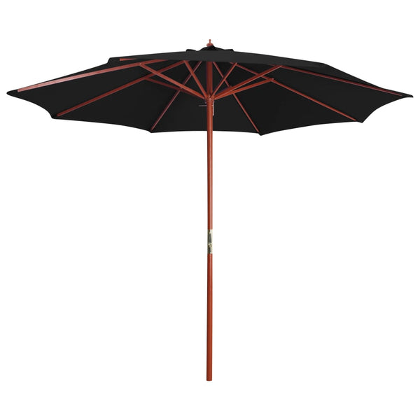  Parasol with Wooden Pole 300x258 cm Black