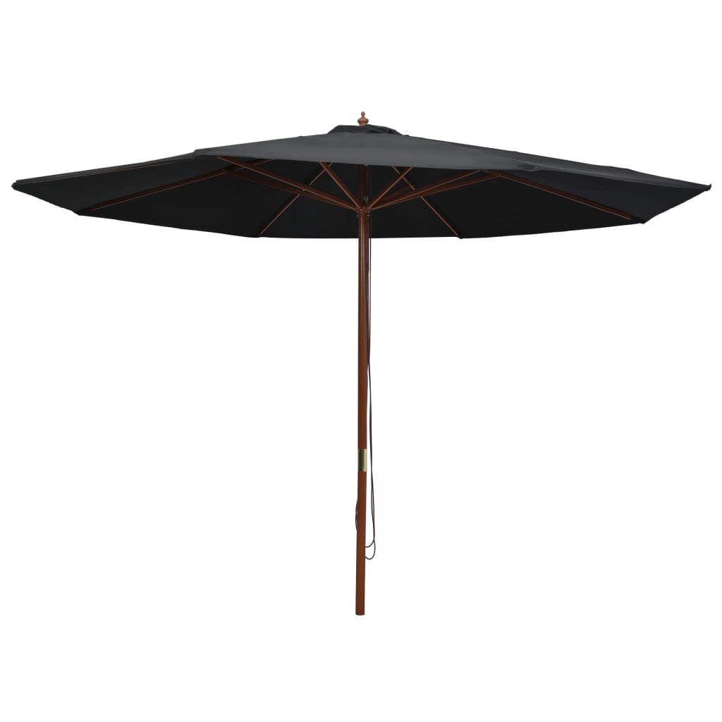 Outdoor Parasol with Wooden Pole 350 cm Black