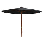 Outdoor Parasol with Wooden Pole 350 cm Black