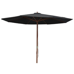 Outdoor Parasol with Wooden Pole 350 cm Black
