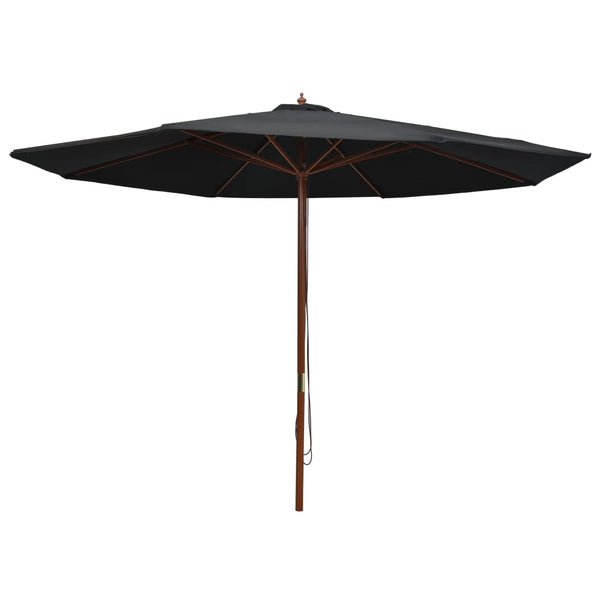  Outdoor Parasol with Wooden Pole 350 cm Black