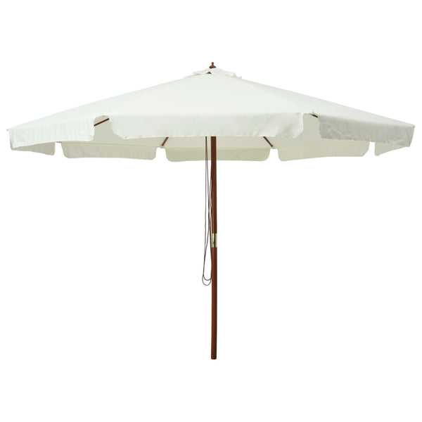  Outdoor Parasol with Wooden Pole 330 cm Sand White