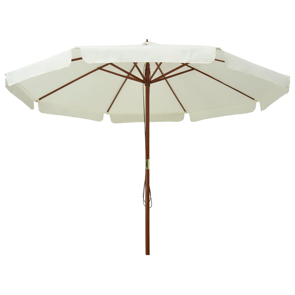 Outdoor Parasol with Wooden Pole 330 cm Sand White