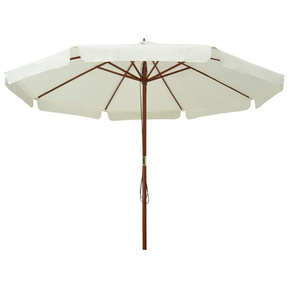 Outdoor Parasol with Wooden Pole 330 cm Sand White