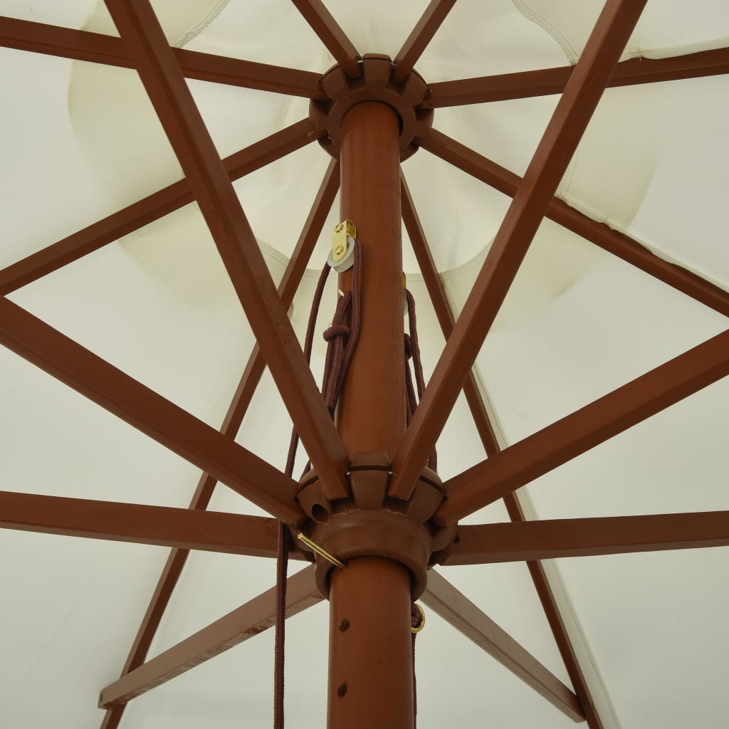 Outdoor Parasol with Wooden Pole 330 cm Sand White