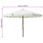 Outdoor Parasol with Wooden Pole 330 cm Sand White