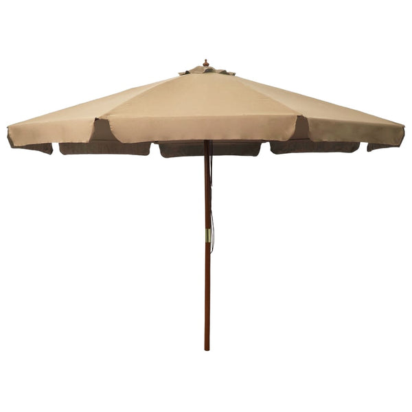  Outdoor Parasol with Wooden Pole 330 cm Taupe