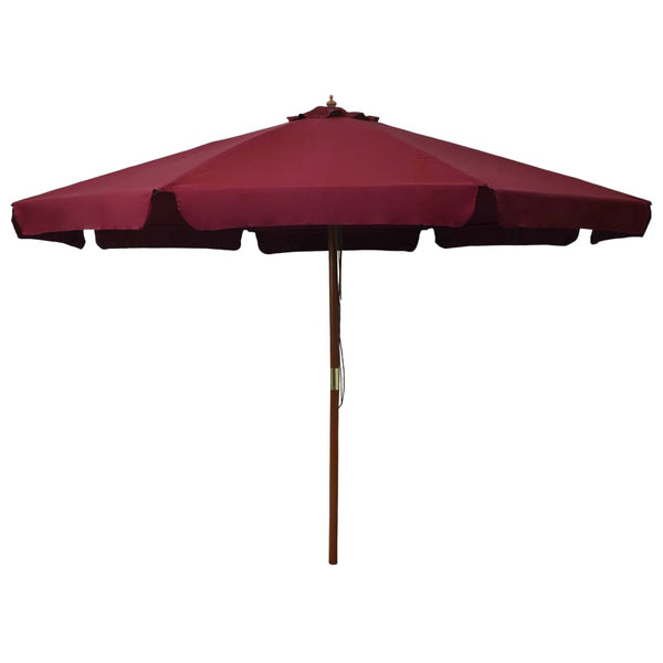  Outdoor Parasol with Wooden Pole 330 cm Burgundy