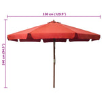 Outdoor Parasol with Wooden Pole 330 cm Terracotta