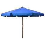 Outdoor Parasol with Wooden Pole 330 cm Azure