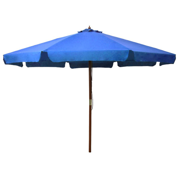  Outdoor Parasol with Wooden Pole 330 cm Azure