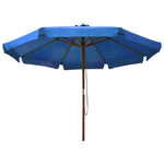 Outdoor Parasol with Wooden Pole 330 cm Azure