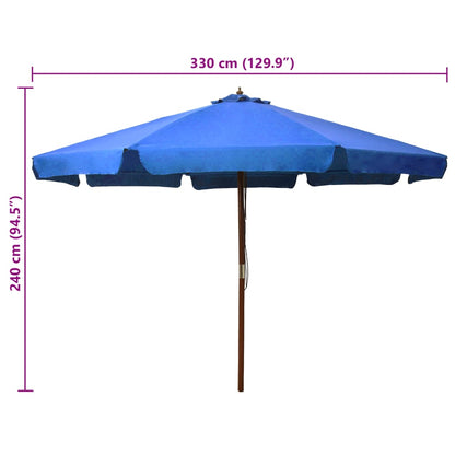 Outdoor Parasol with Wooden Pole 330 cm Azure