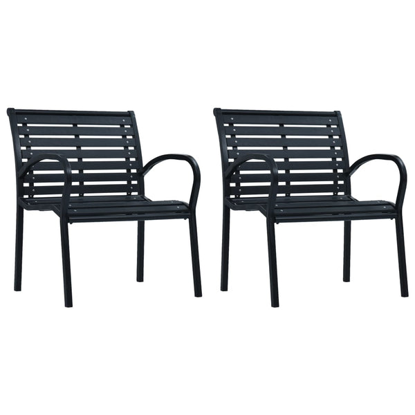  Garden Chairs 2 pcs Black Steel and WPC