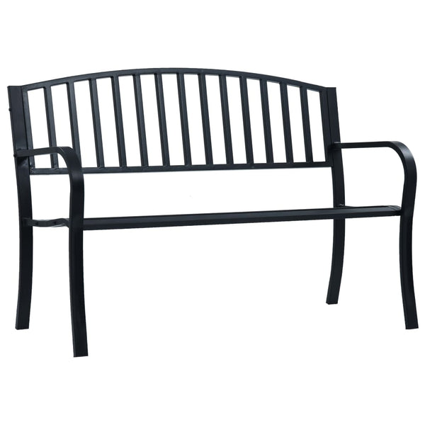  Garden Bench 125 cm Black Steel