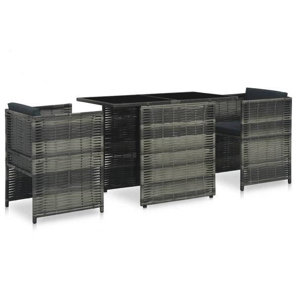  3 Piece Bistro Set with Cushions Poly Rattan Grey