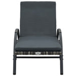 Sun Lounger with Cushion & Wheels Poly Rattan Anthracite