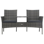 2-Seater Garden Sofa with Tea Table Poly Rattan Anthracite