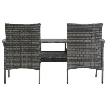 2-Seater Garden Sofa with Tea Table Poly Rattan Anthracite