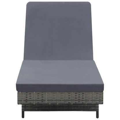 Sun Lounger with Wheels and Cushion Poly Rattan Anthracite