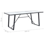 Dining Table Tempered Glass, White