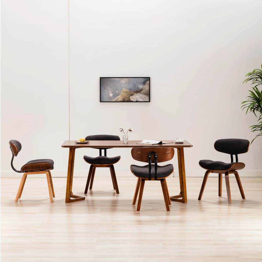 Dining Chairs 4 pcs Grey Bent Wood and Fabric - 51.5×54×78cm