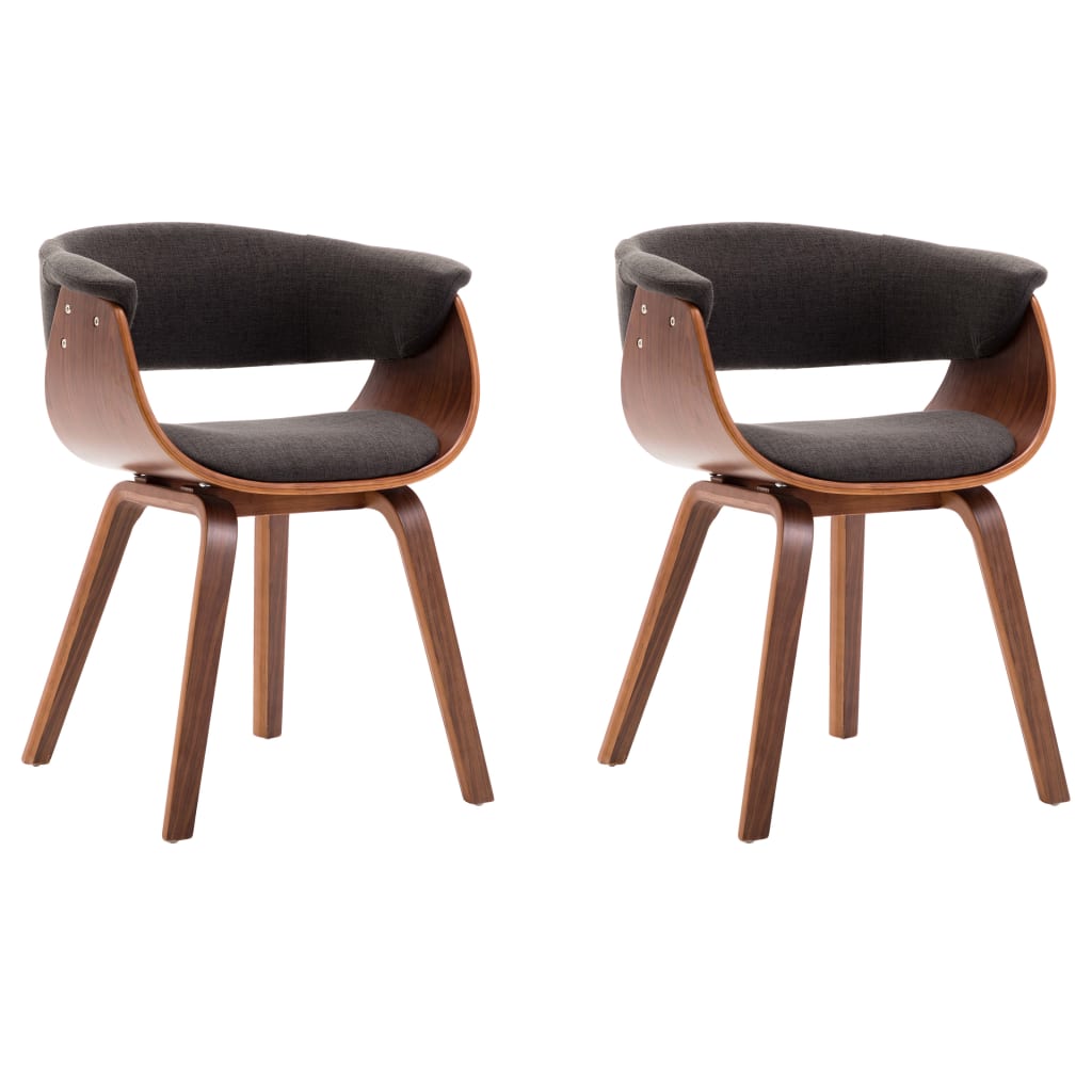 Dining Chairs 2 pcs Grey Bent Wood and Fabric - 59.5×51×72cm