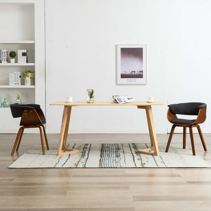 Dining Chairs 2 pcs Grey Bent Wood and Fabric - 59.5×51×72cm