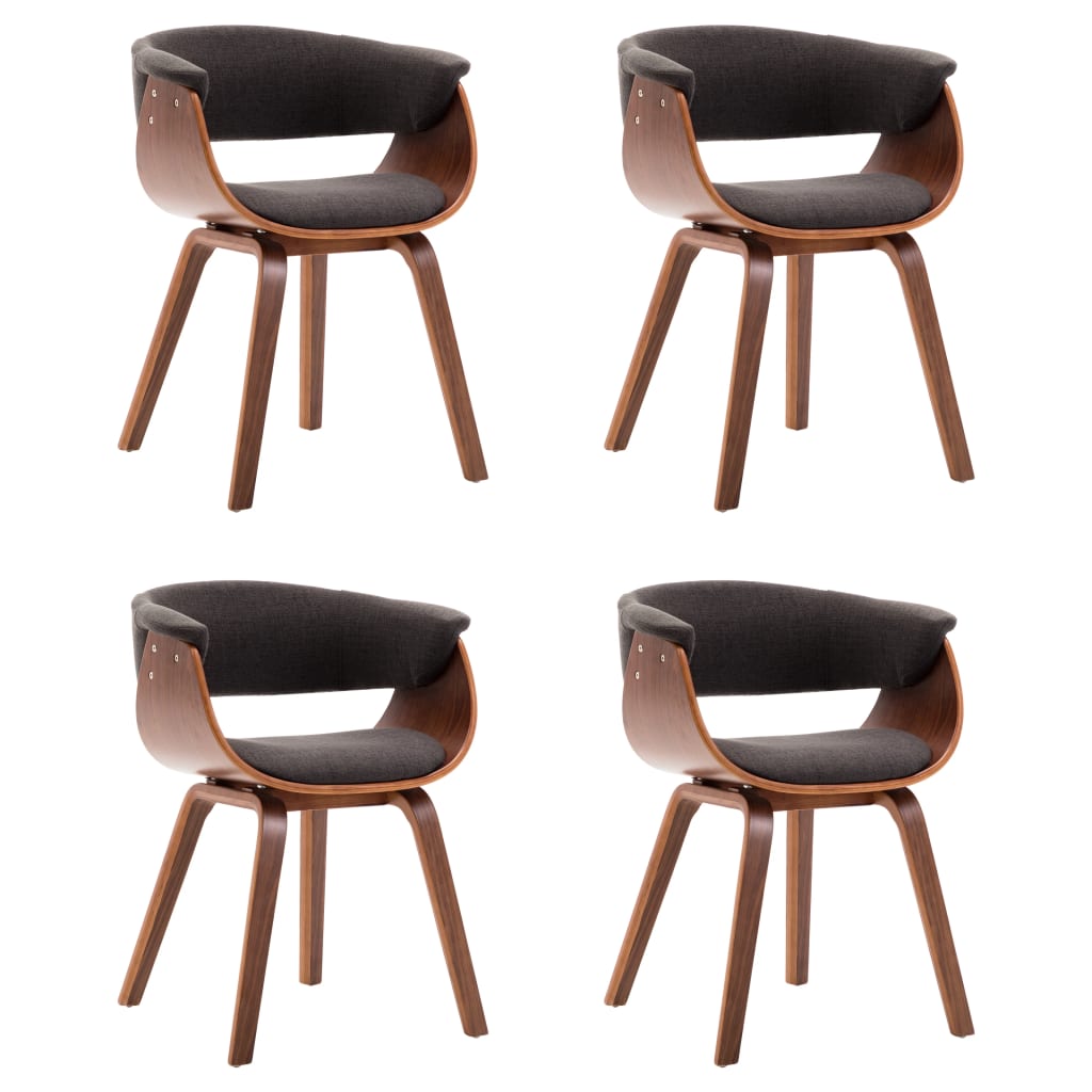 Dining Chairs 4 pcs Grey Bent Wood and Fabric - 59.5×51×72cm