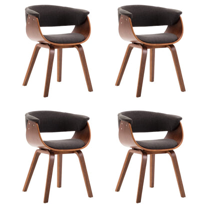 Dining Chairs 4 pcs Grey Bent Wood and Fabric - 59.5×51×72cm