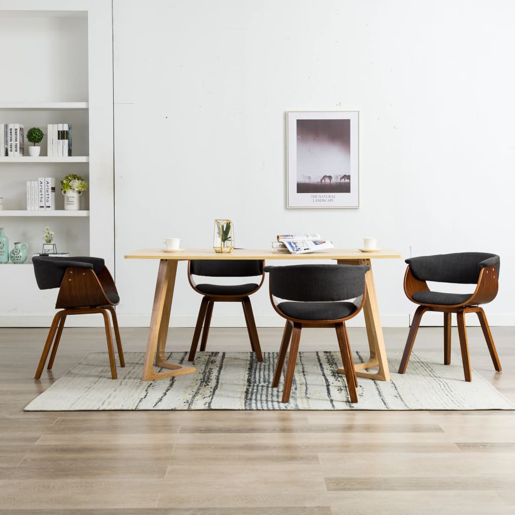 Dining Chairs 4 pcs Grey Bent Wood and Fabric - 59.5×51×72cm