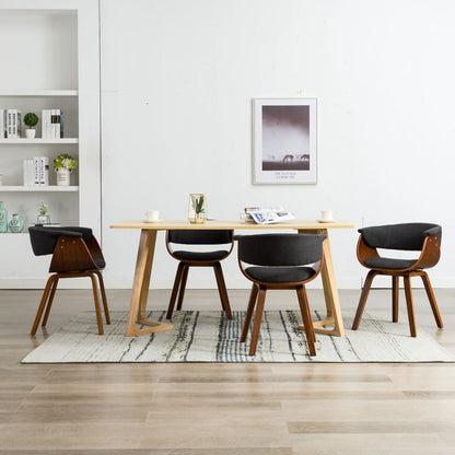 Dining Chairs 4 pcs Grey Bent Wood and Fabric - 59.5×51×72cm