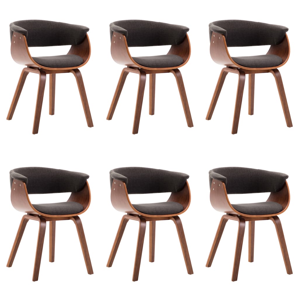 Dining Chairs 6 pcs Grey Bent Wood and Fabric - 59.5×51×72cm