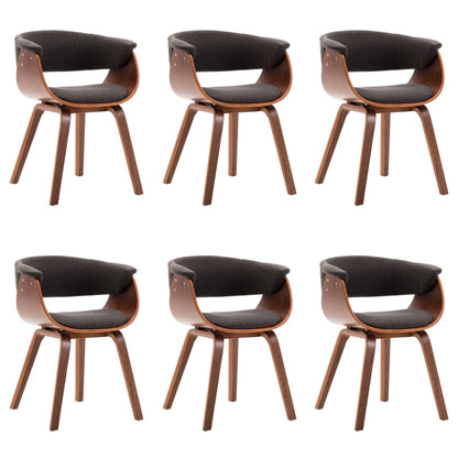 Dining Chairs 6 pcs Grey Bent Wood and Fabric - 59.5×51×72cm