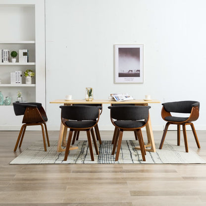 Dining Chairs 6 pcs Grey Bent Wood and Fabric - 59.5×51×72cm