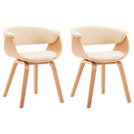 Dining Chairs 2 pcs Cream Bent Wood and Leather