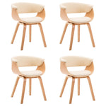 Dining Chairs 4 pcs Cream Bent Wood and Leather