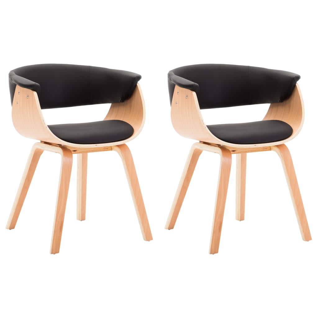 Dining Chairs 2 pcs Black Bent Wood and Leather - 59.5×51×72cm