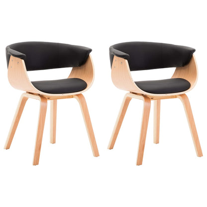 Dining Chairs 2 pcs Black Bent Wood and Leather - 59.5×51×72cm