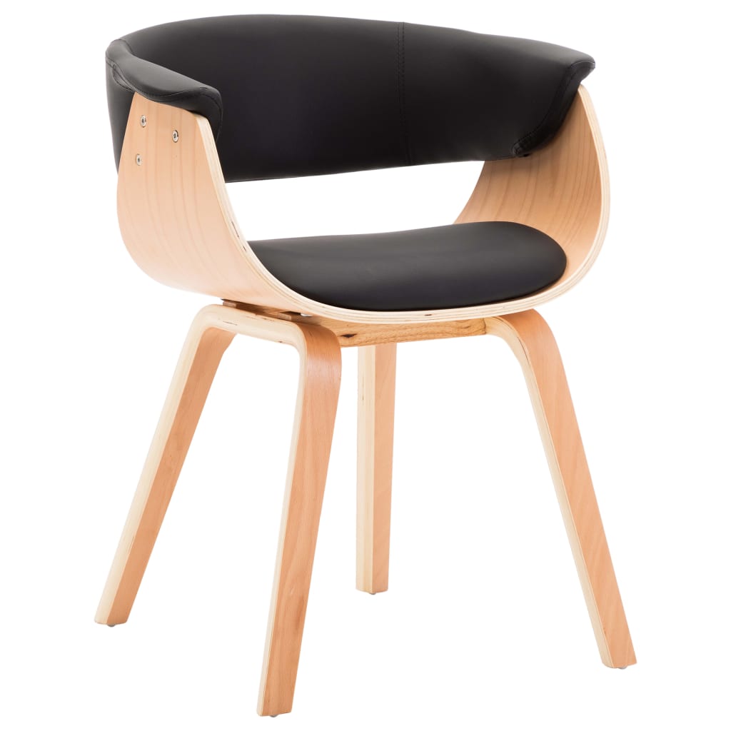 Dining Chairs 2 pcs Black Bent Wood and Leather - 59.5×51×72cm